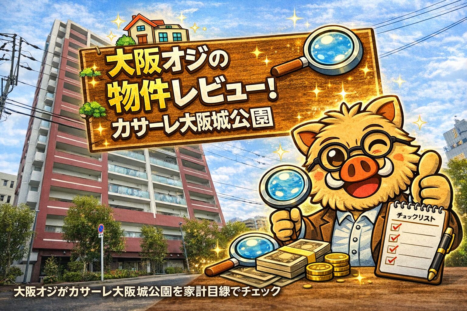 大阪市城東区の中古マンション「カサーレ大阪城公園」を大阪オジがレビューしているアイキャッチ画像