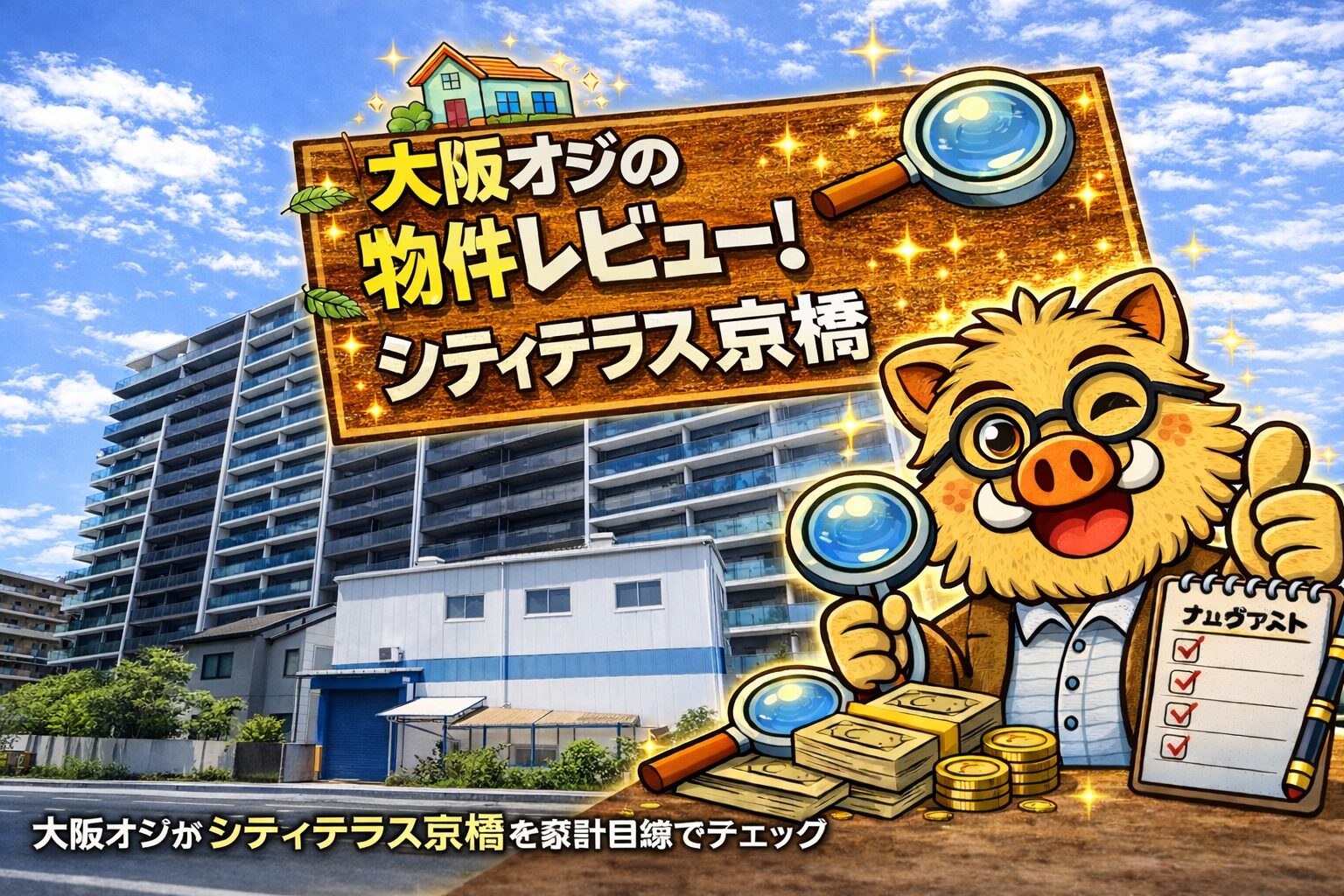 シティテラス京橋の外観と価格6,490万円・3LDKを解説するマンションレビューアイキャッチ