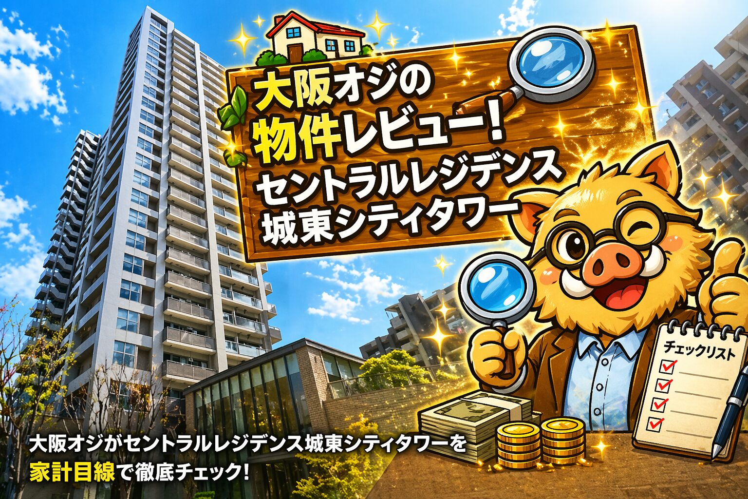 大阪市城東区の中古マンション「セントラルレジデンス城東シティタワー」を大阪オジがレビューしているアイキャッチ画像