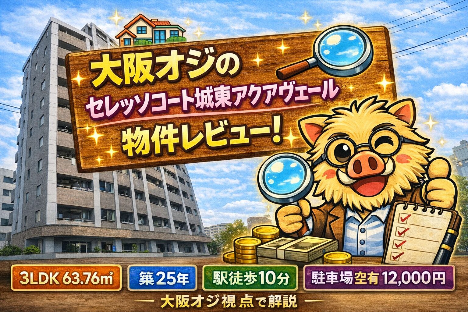 セレッソコート城東アクアヴェールを大阪オジが家計目線でレビューしたアイキャッチ画像