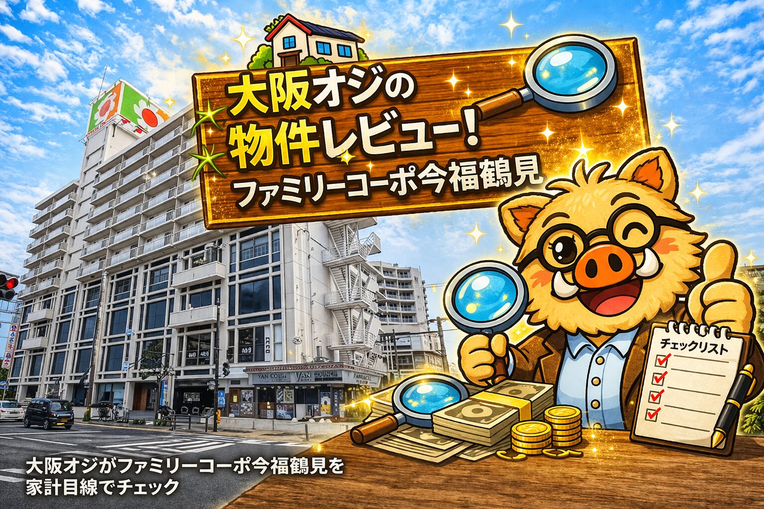 大阪市城東区の中古マンション「ファミリーコーポ今福鶴見」を大阪オジがレビューしているアイキャッチ画像