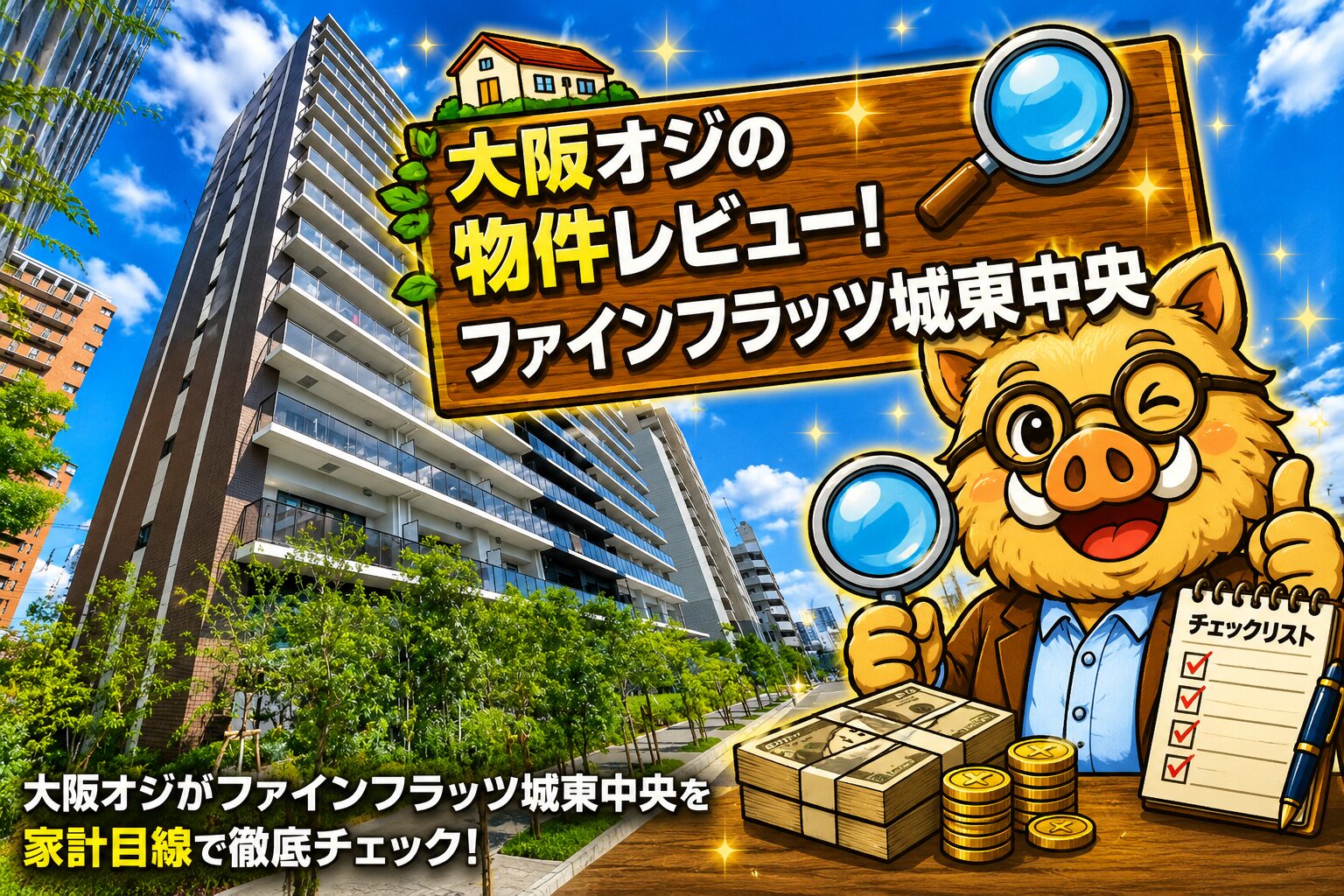 大阪市城東区の中古マンション「ファインフラッツ城東中央」を大阪オジがレビューしているアイキャッチ画像